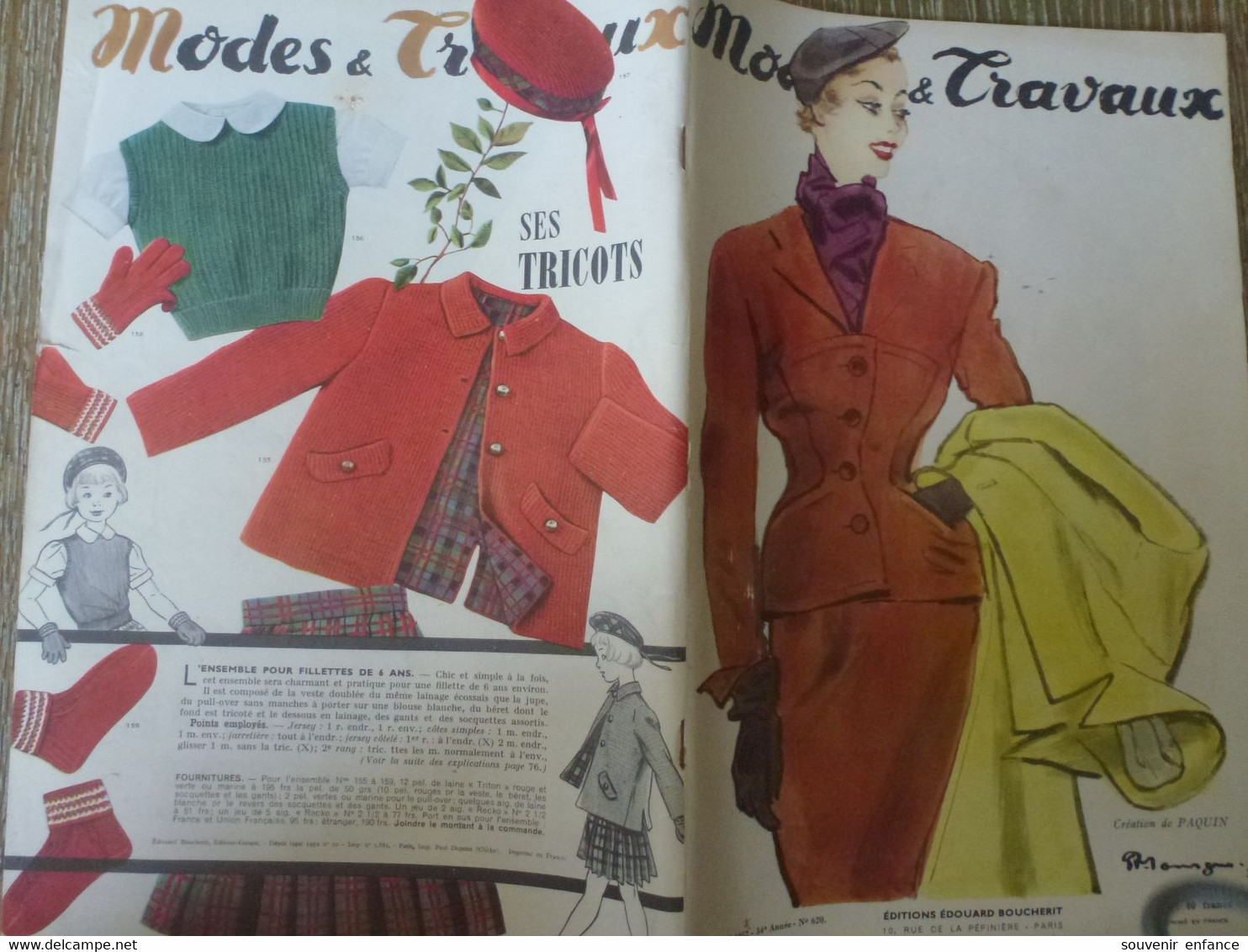 Modes Et Travaux Août 1952 Paquin Edouard Boucherit Vintage Patron Couture Haute Mannequin - Mode
