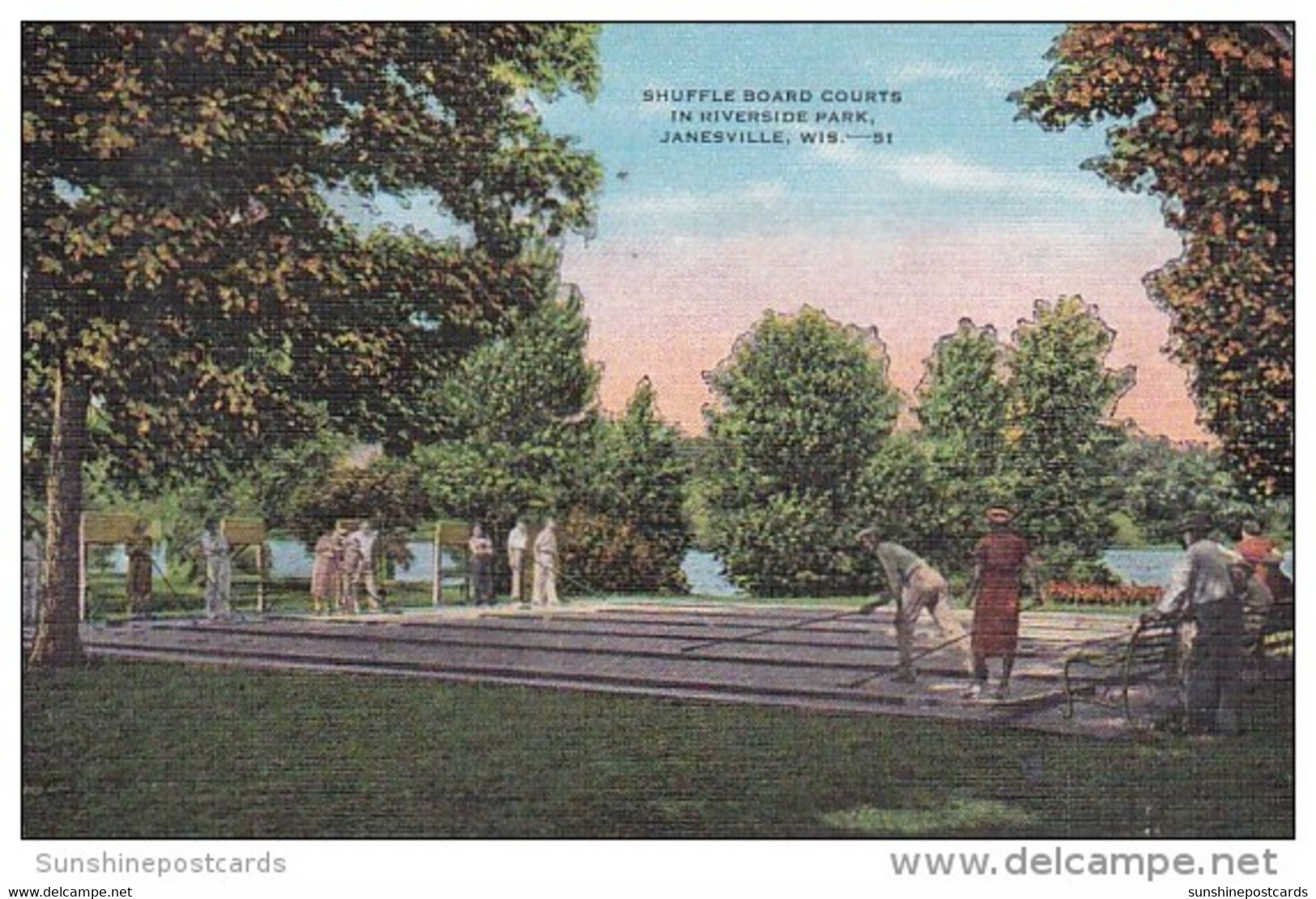 Wisconsin Janesville Shuffleboard Courts In Riverside Park 1952 - Janesville