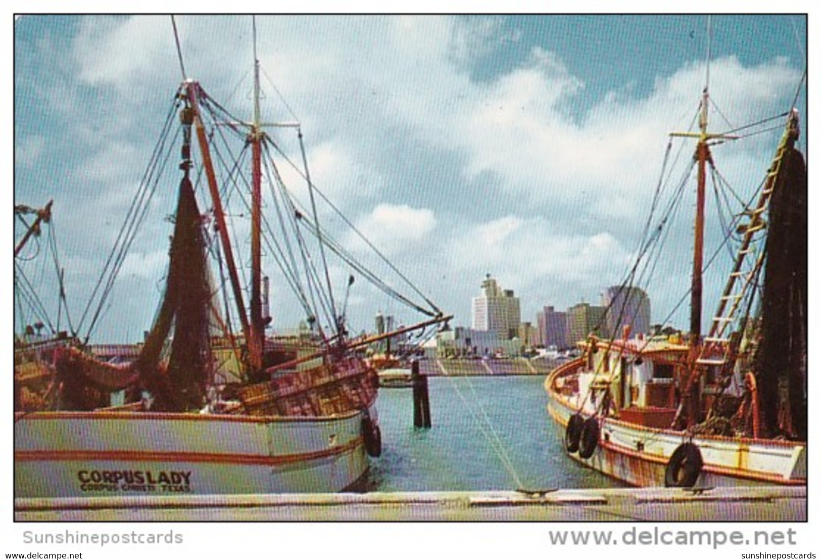 Texas Corpus Christi Shrimp Boats At The Seawall And Skyline - Corpus Christi