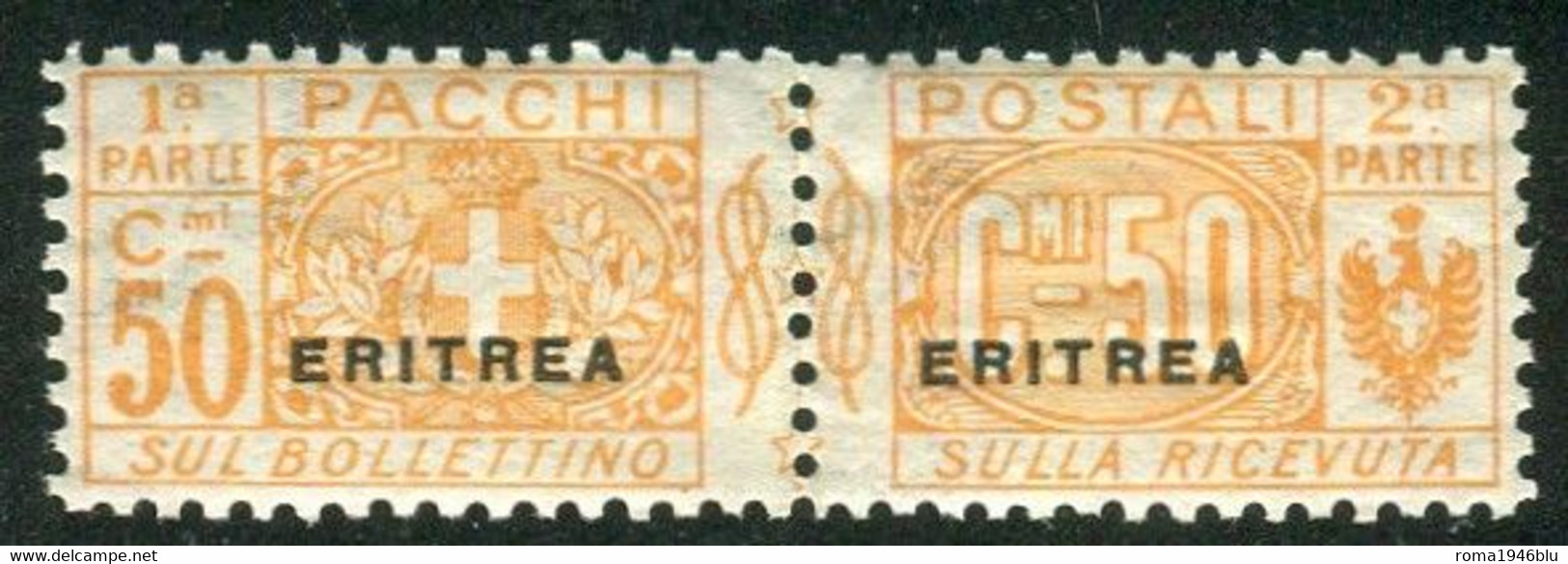 ERITREA 1916 PACCHI POSTALI 50 C.SASSONE N. 4 BEN CENTRATO  F.TO DIENA** MNH - Erythrée