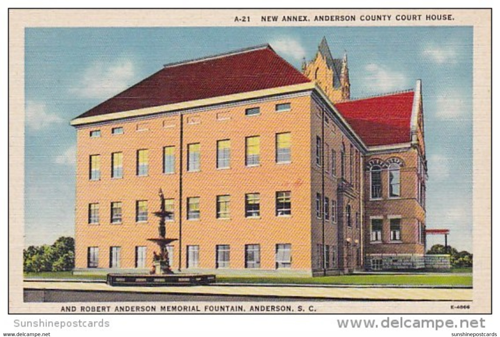 New Annex Anderson County Court House And Robert Anderson Memorial Fountain Anderson South Carolina - Anderson