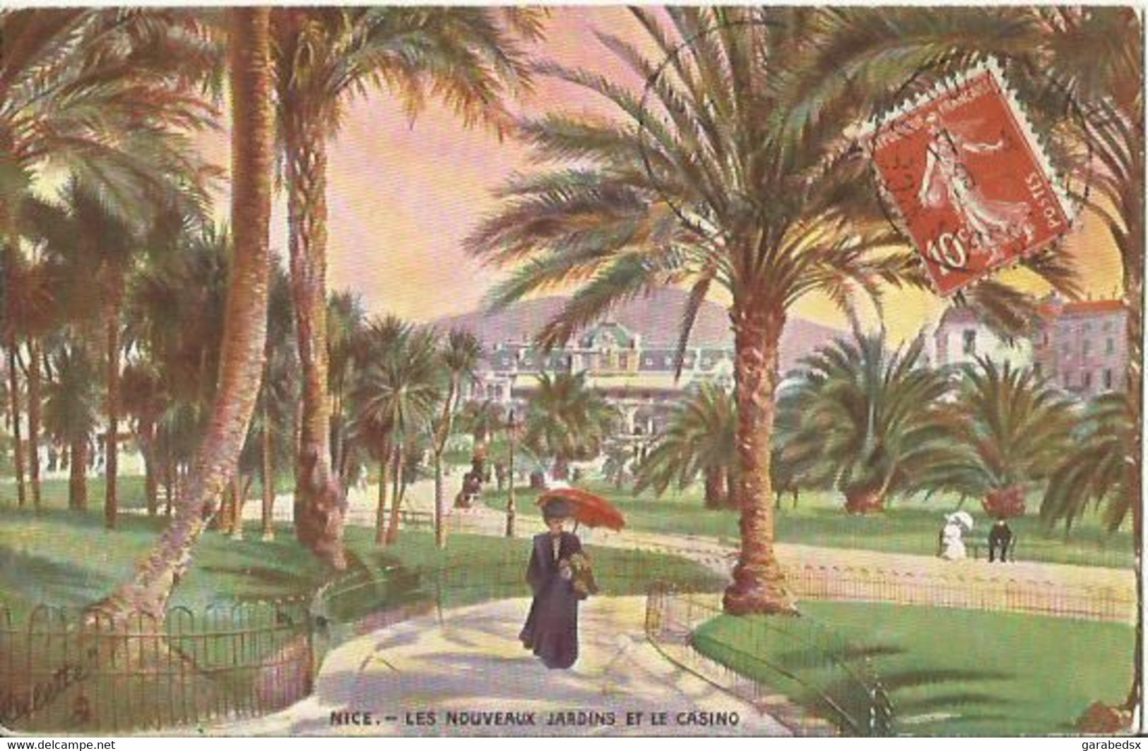 CPA Illustrée De NICE - Les Nouveaux Jardins Et Le Casino (Tuck Et Fils - Série 761 - N°4). - Lots, Séries, Collections