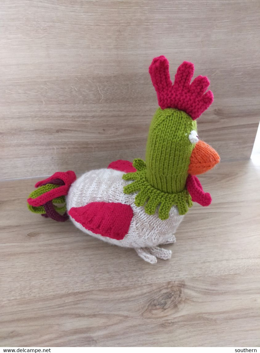 DOUDOU COQ CREATION  LAINE - - POUR CADEAU NAISSANCE ANNIVERSAIRE NOEL OU AUTRES - A ADOPTER - Wolle