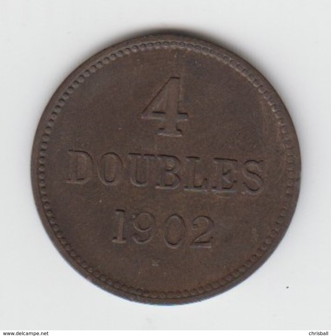 Guernsey Coin 4 Doubles 1902 - Condition Very Fine - Guernsey