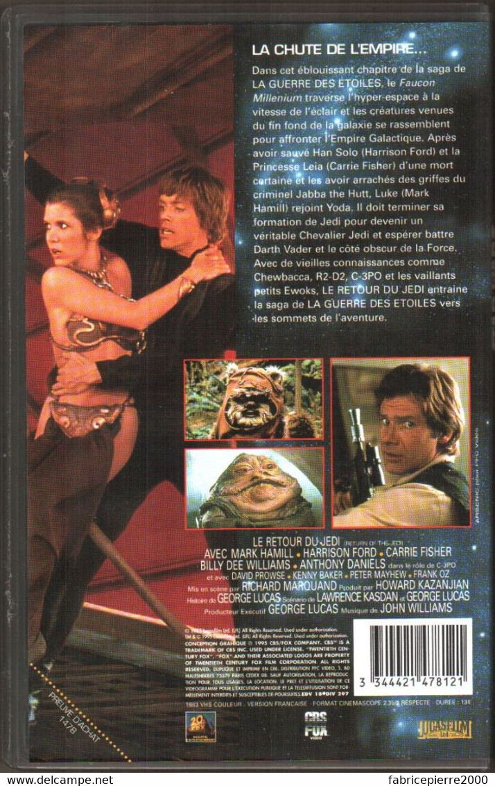 STAR WARS La Guerre des Etoiles 3 K7 remastérisées THX 1995 Un nouvel Espoir, L'Empire contre-attaque, Le Retour du Jedi