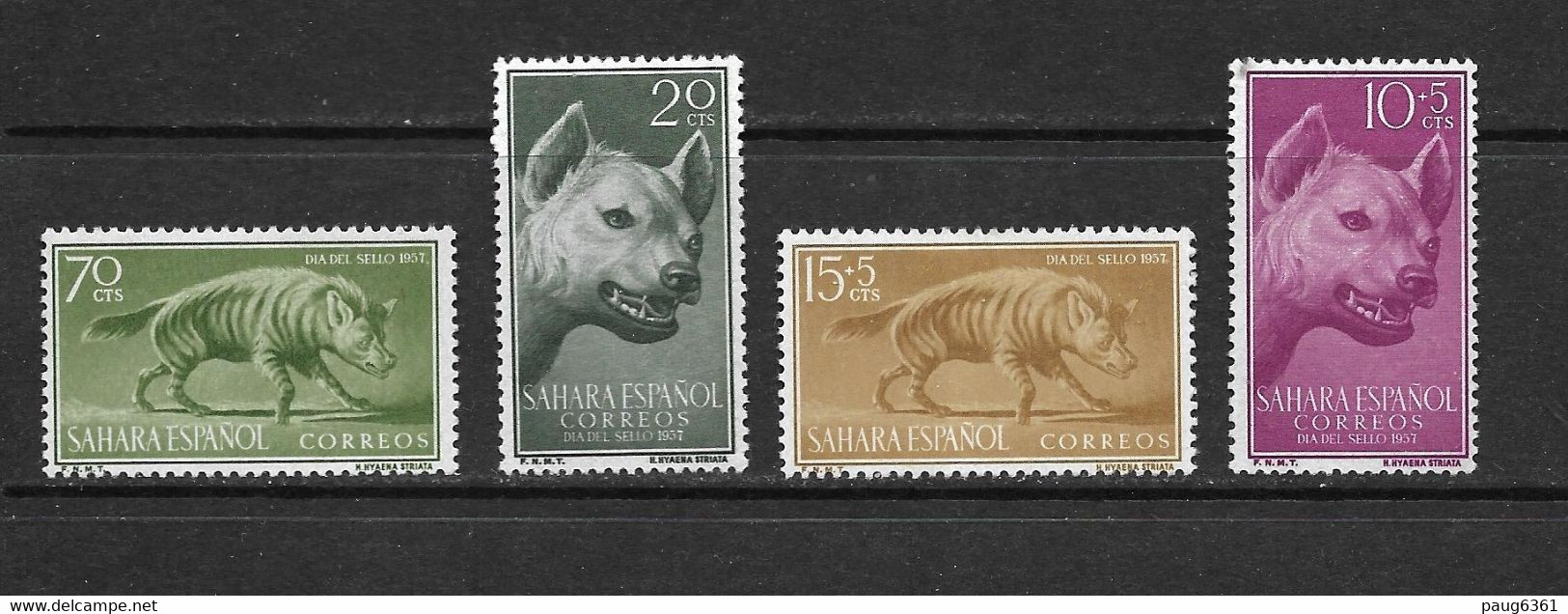 SAHARA 1957 JOURNEE DU TIMBRE-HYENES YVERT N°129/32  NEUF MH* - Andere & Zonder Classificatie