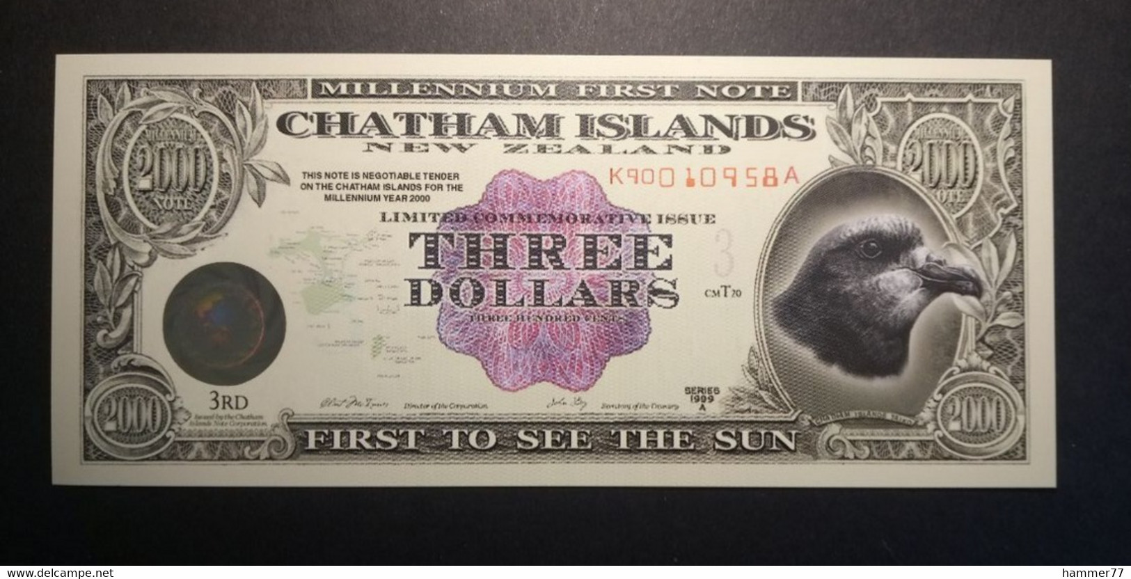 New Zealand 1999: Chatham Islands 3 Dollars UNC - Nieuw-Zeeland