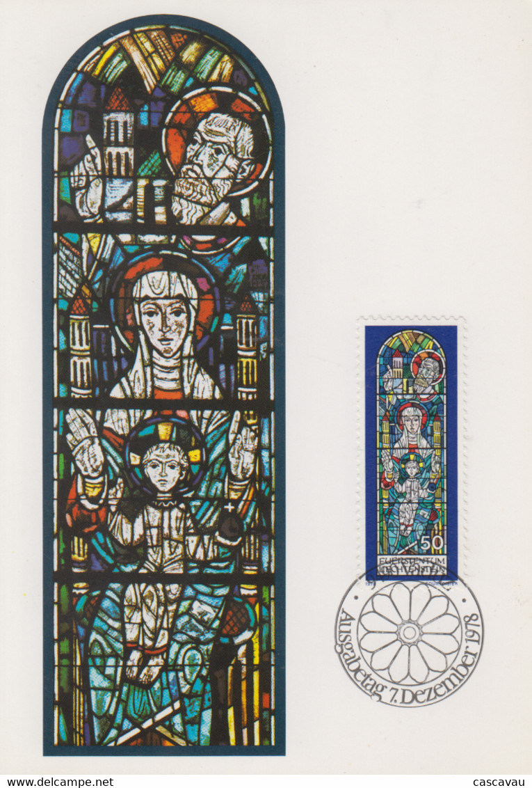 Carte  Maximum  1er  Jour   LIECHTENSTEIN   Vitraux   De  L' Eglise  De  Triesenberg    1978 - Glas & Fenster