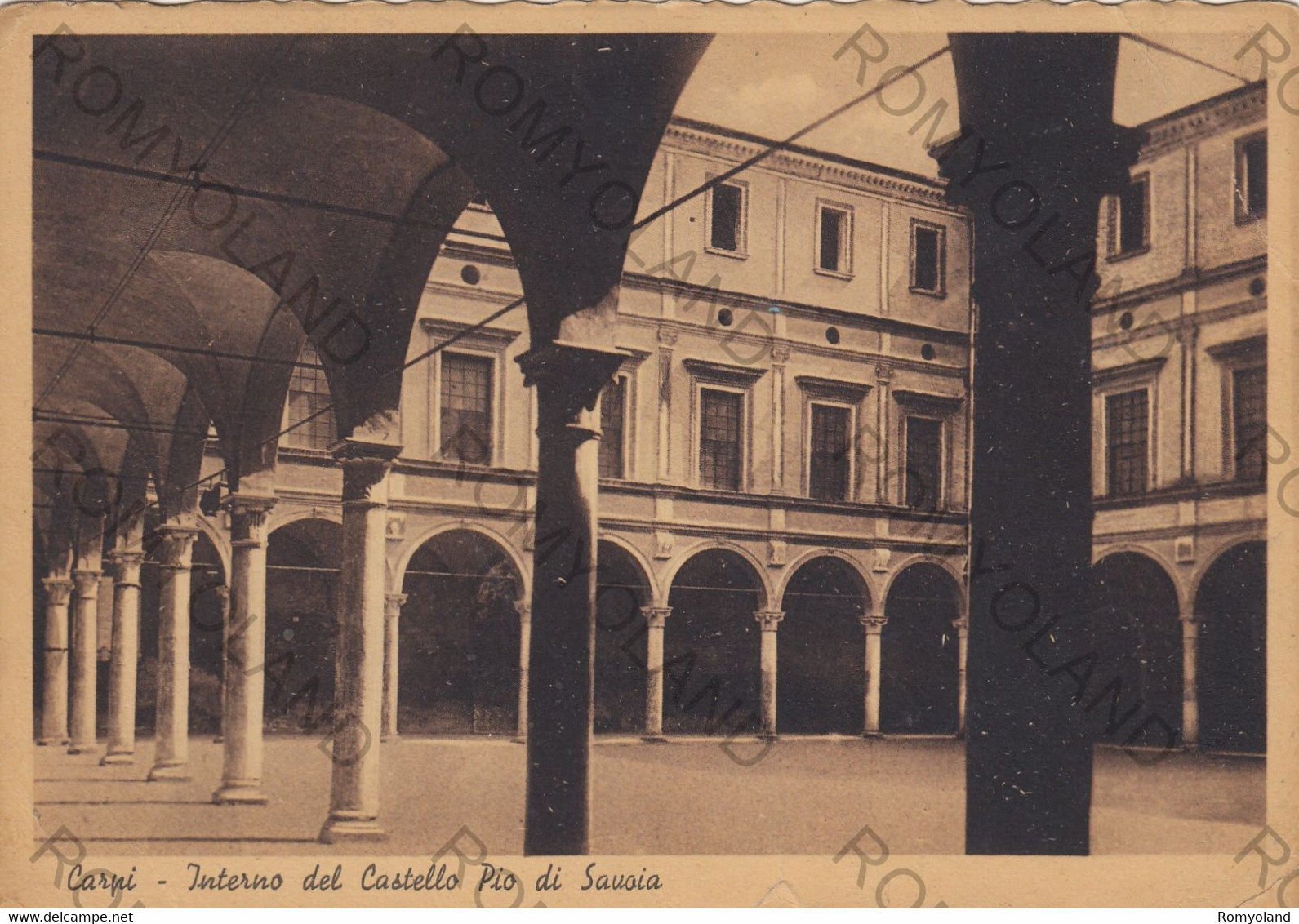 CARTOLINA  CARPI,EMILIA ROMAGNA,INTERNO DEL CASTELLO PIO DI SAVOIA,STORIA,MEMORIA,RELIGIONE,CULTURA,VIAGGIATA 1943 - Carpi