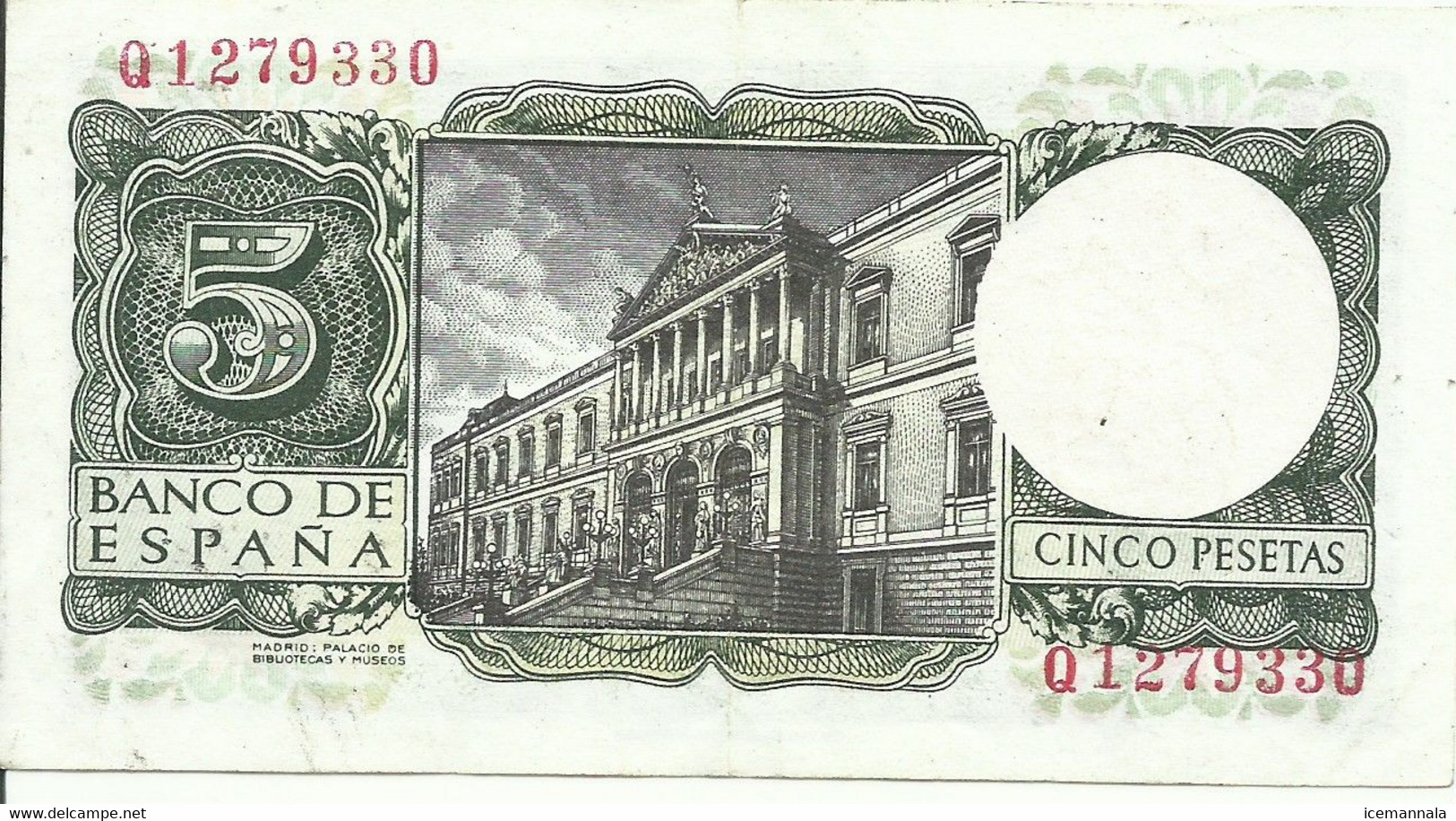 ESPAÑA, BILLETE  DE 5 PESETAS , EMISION  22/7/1954  EBC - 5 Pesetas