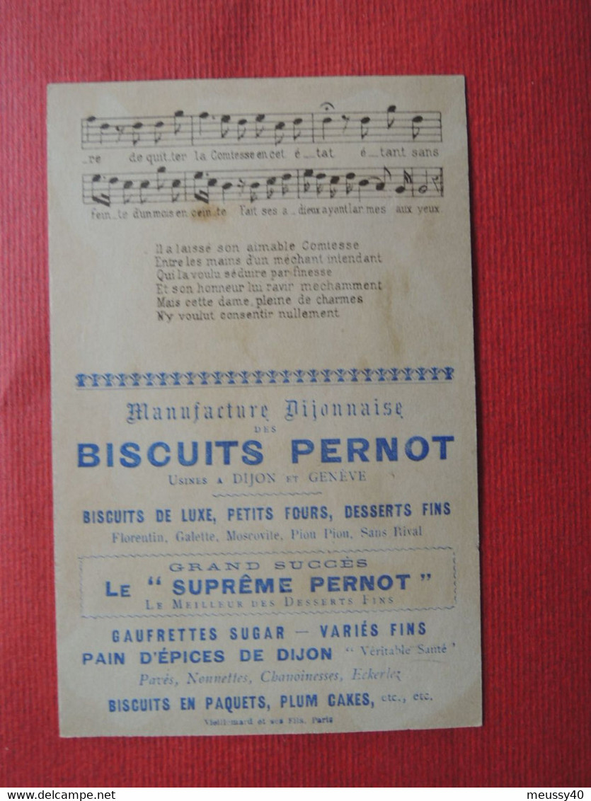 CHROMO  Lith. Vieillemard.  Biscuits PERNOT.  Chansons Anciennes. Paroles  Et Partition.  Genevieve De Brabant - Otros & Sin Clasificación