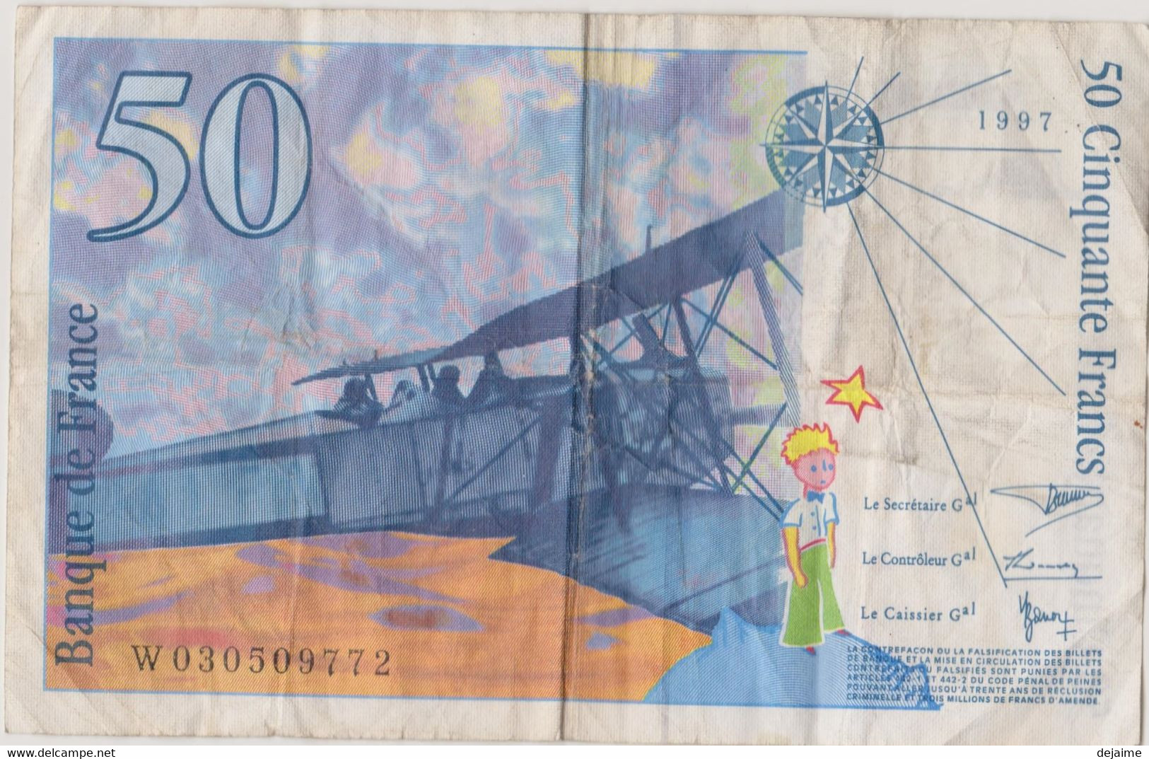 FRANCE : BILLET 50 Cinquante FRANCS - 1997 - Antoine De Saint-Exupéry - 50 F 1992-1999 ''St Exupéry''