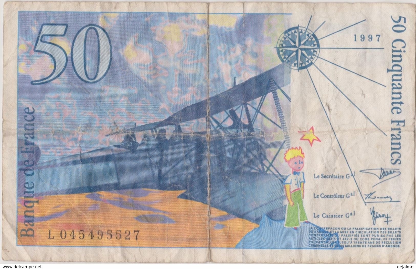 FRANCE : BILLET 50 Cinquante FRANCS - 1997 - Antoine De Saint-Exupéry - 50 F 1992-1999 ''St Exupéry''