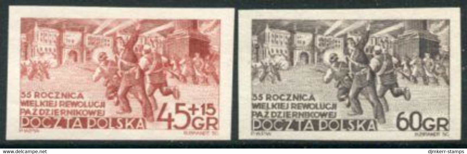 POLAND 1952 October Revolution Imperforate LHM / *.  Michel 779-80B - Unused Stamps