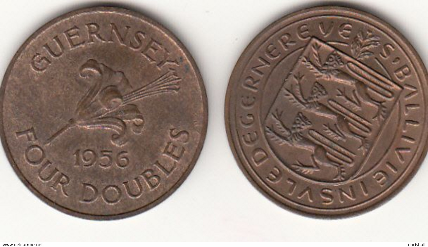 Guernsey Coin 4 Doubles 1956 - Guernsey