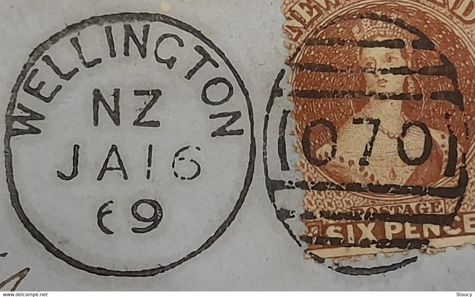 New Zealand 1869 QV 6d Chalon Issue Printed By J. Richardson In Auckland On COVER With Nice POSTMARKS Cover As Per Scan - Covers & Documents