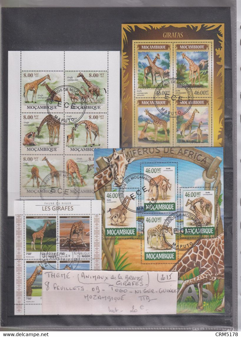 GIRAFES-8 FEUILLETS TP OB- TOGO-NIGER-GUINEE-MOZAMBIQUE -TTB-2015 - Giraffes