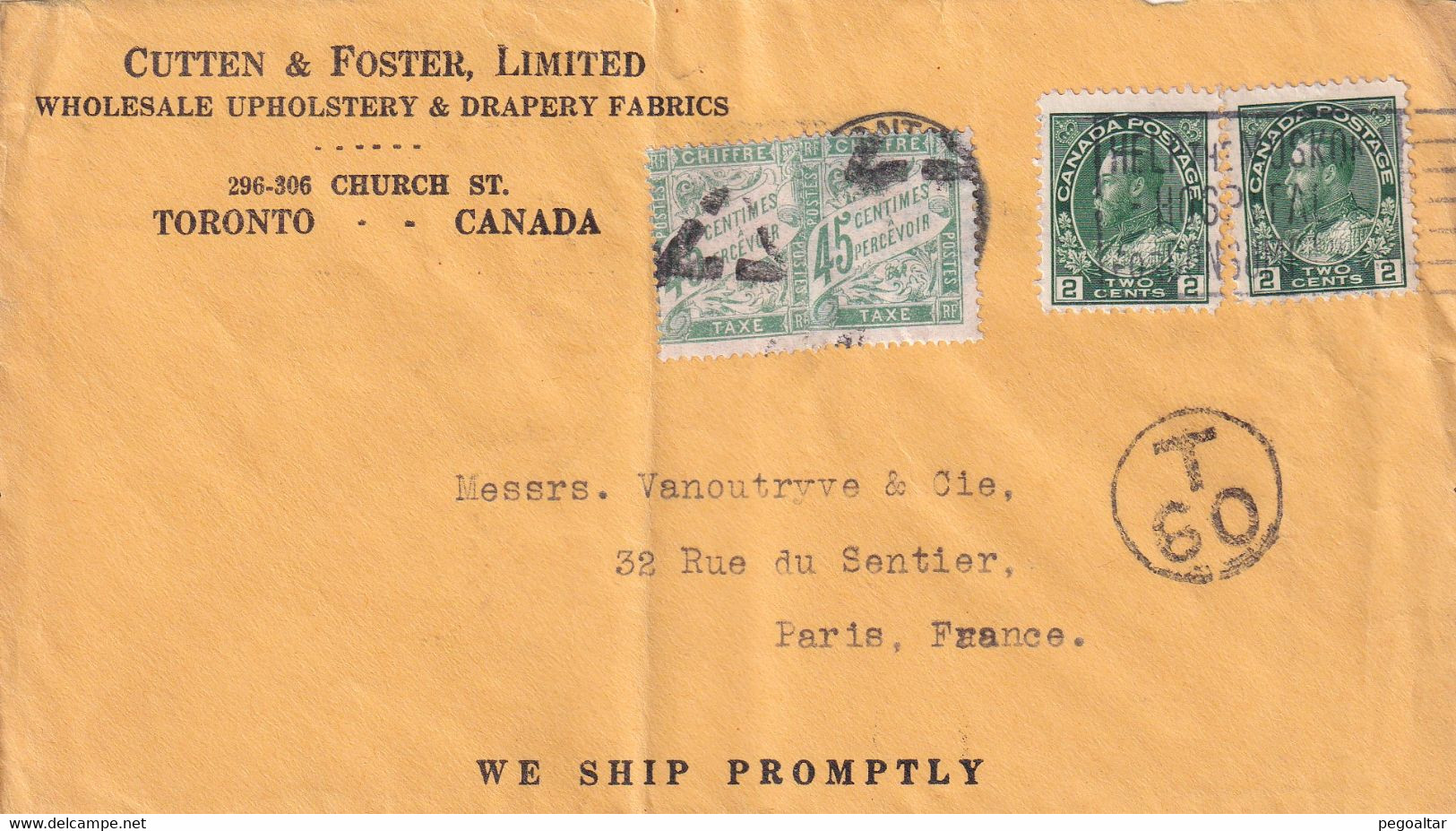 ORIGINE CANADA - 1926 - 1859-1959 Lettres & Documents