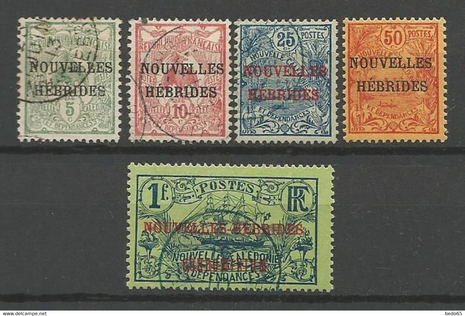 NOUVELLES-HEBRIDES Série Complète N° 1 à 5 OBL , Le N° 4 Est* - Used Stamps