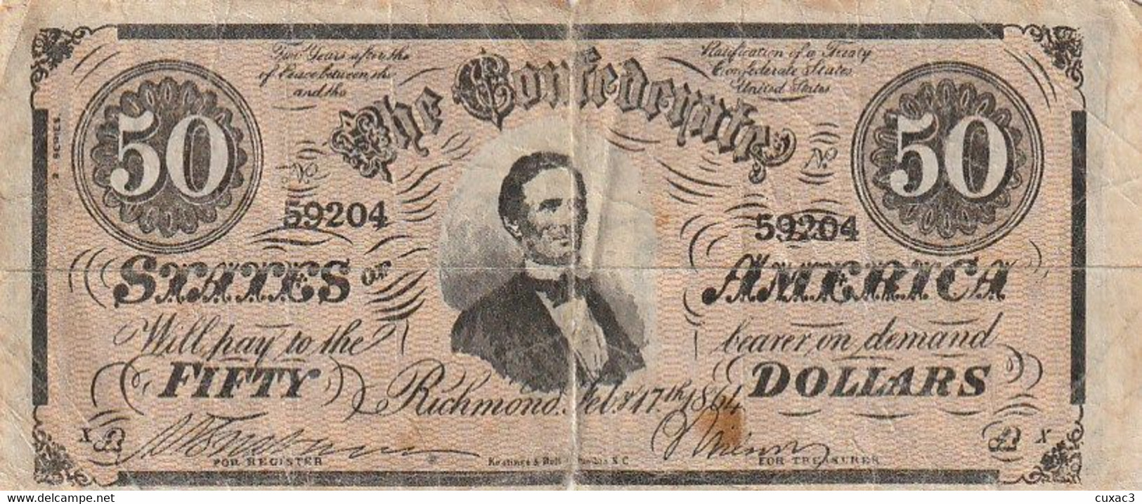 Confederate Stades America 50 Dollars - Confederate Currency (1861-1864)