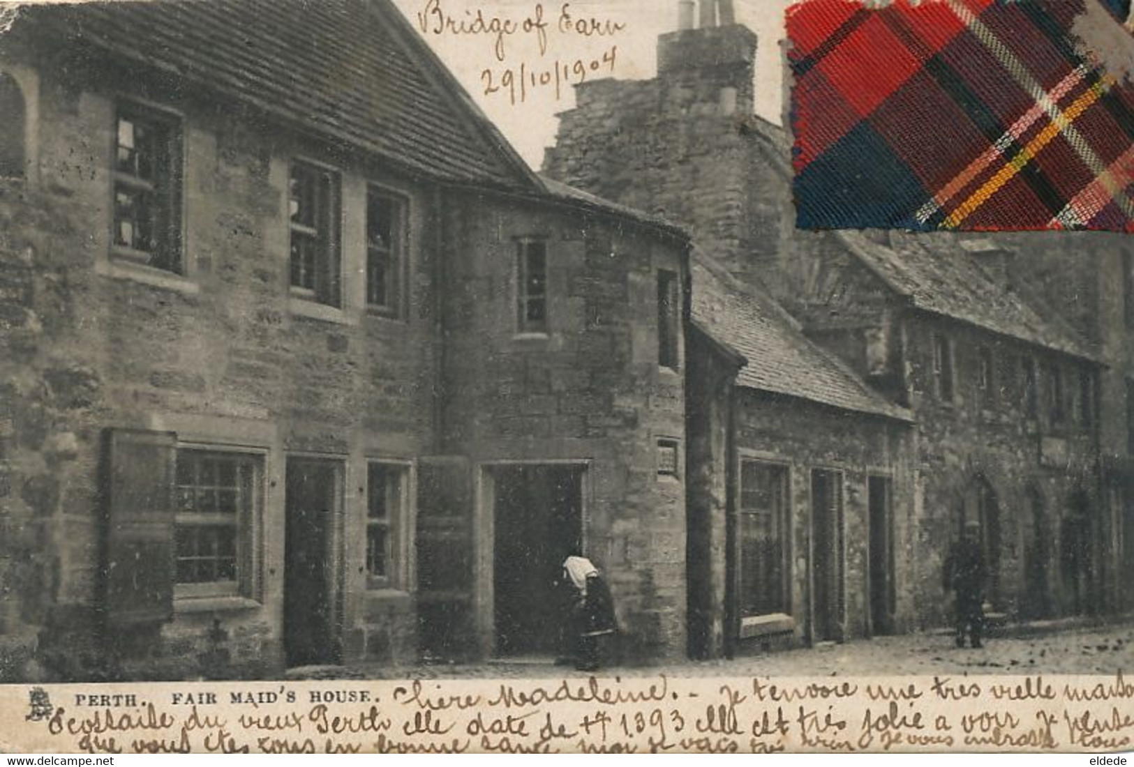 Perth Fair Maid's House  Used 1904 To Rayon Dentelle " La Samaritaine " Tuck Piece Of Tartan  Material - Perthshire