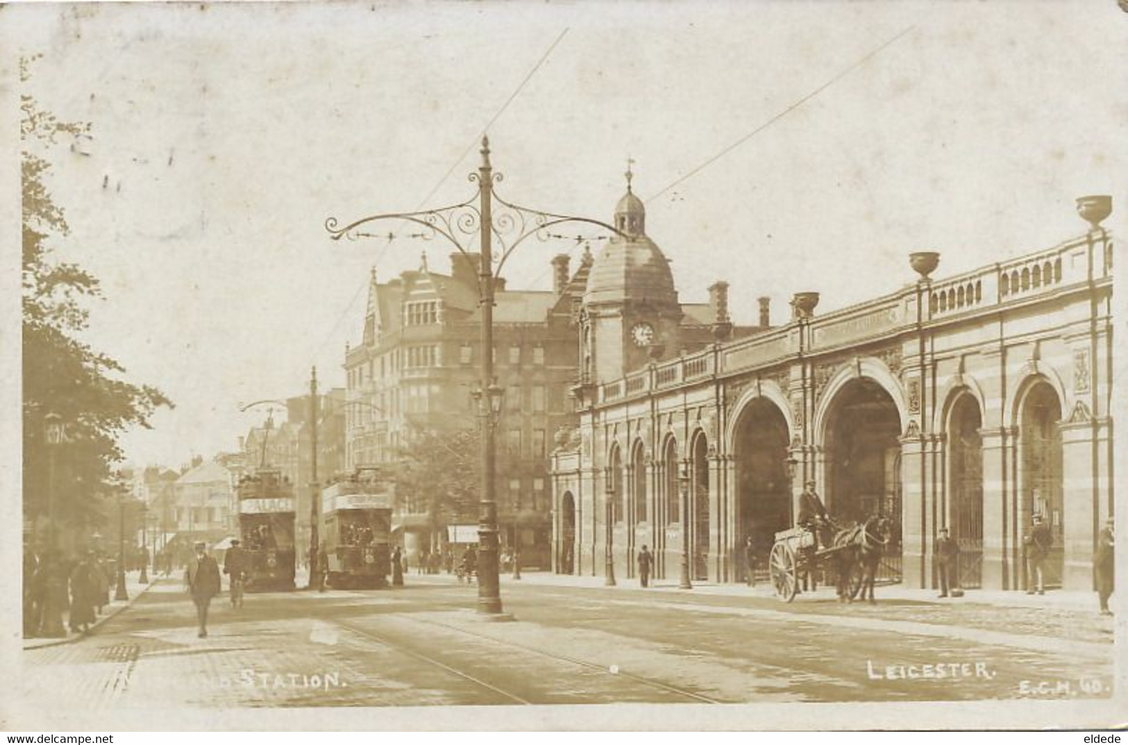 Real Photo  Leicester  Station Tram Tramway  P. Used To Greuzat - Leicester