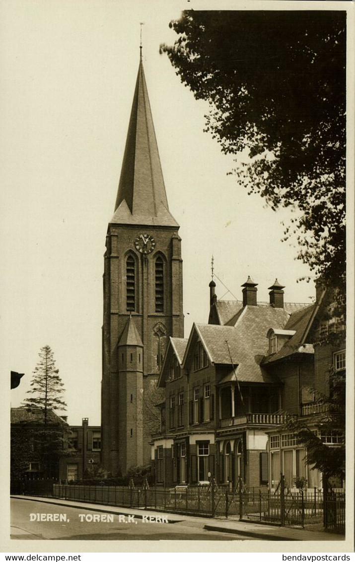 Nederland, DIEREN, Toren R.K. Kerk (1930s) Ansichtkaart - Rheden