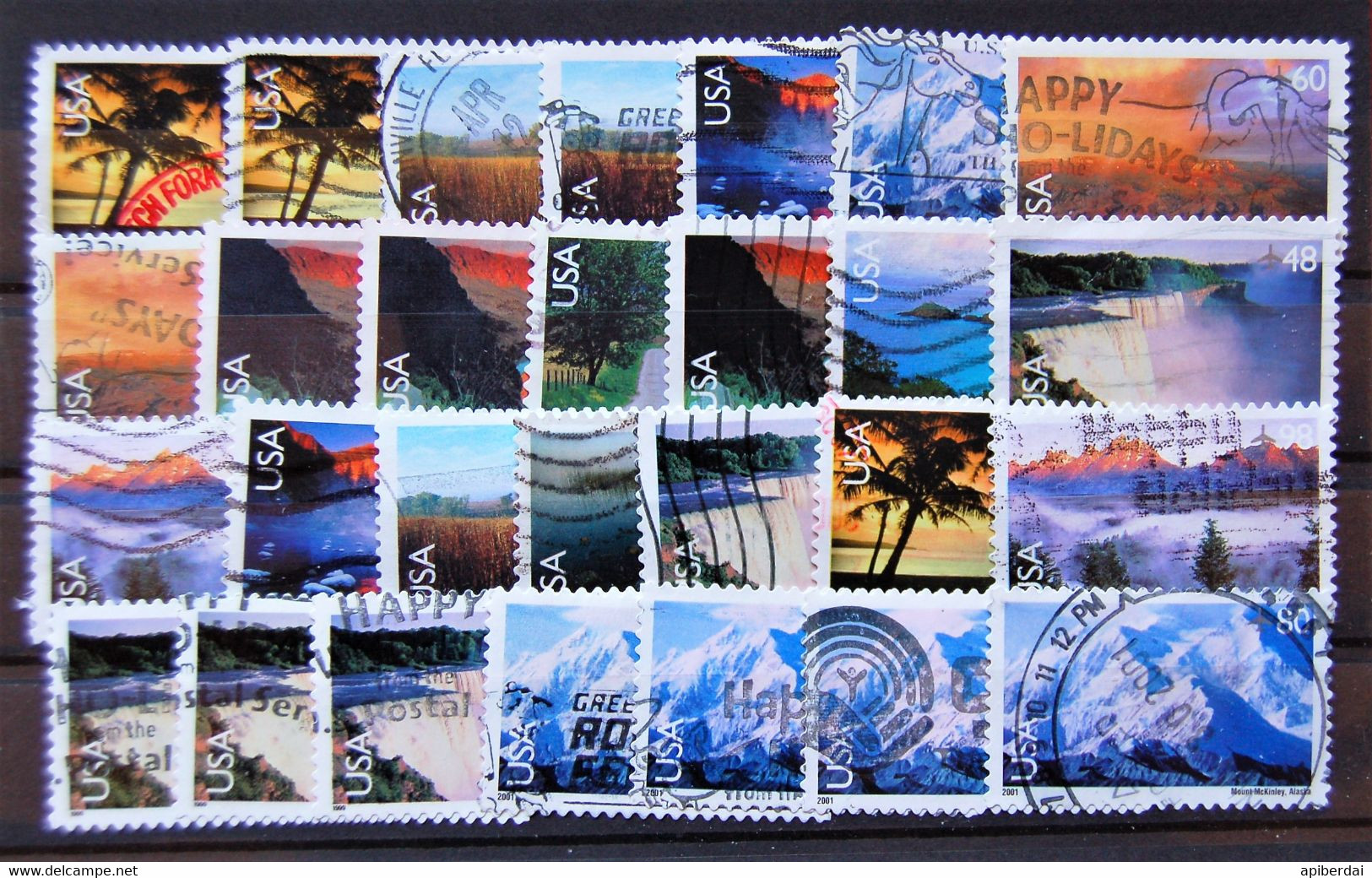 USA US états-unis - Small Batch Of 28 Airmail Landscape Stamps Used - 3a. 1961-… Afgestempeld