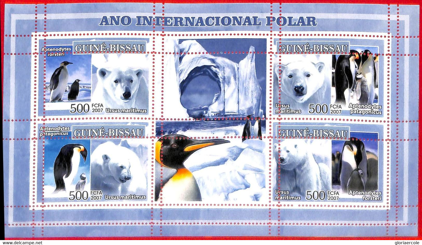 A5286 - GUINEA-BISSAU - Error, 2007, MINPERF, MINIATURE SHEET: Penguins, Polar Bears, International Polar Year - Internationales Polarjahr
