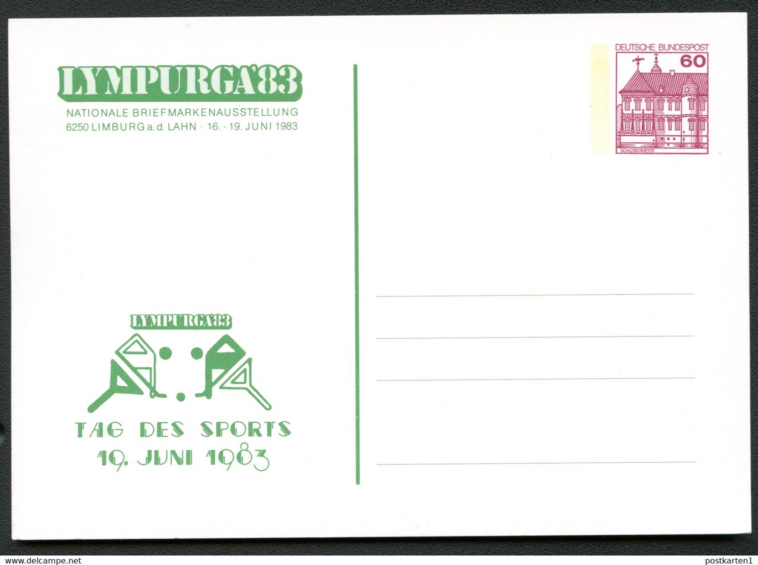 BUND Postkarte PP106 D2/049 RASENHOCKEY Limburg 1983 - Cartes Postales Privées - Neuves