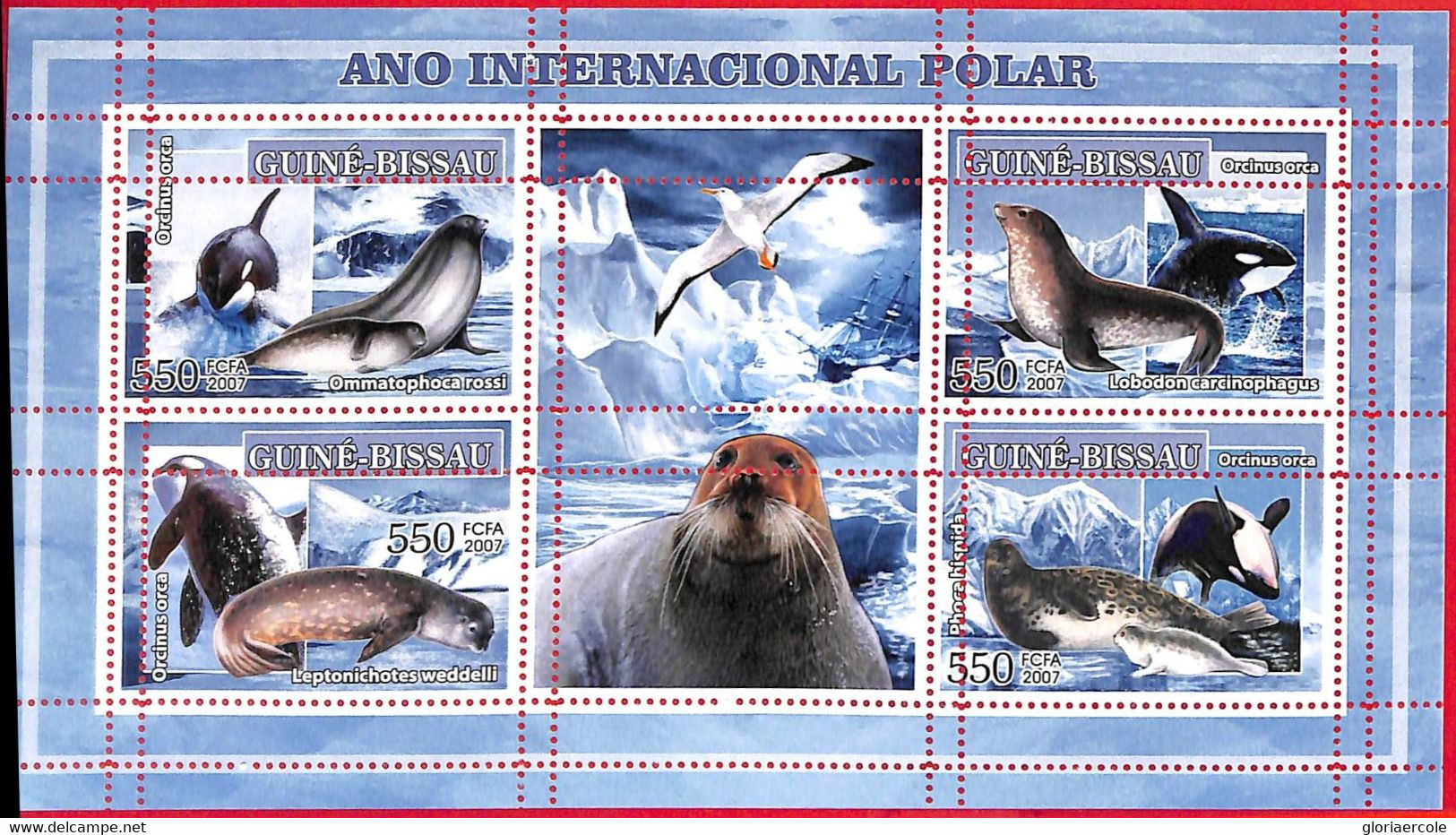 A5296 - GUINEA-BISSAU - Error, 2007, MINPERF, MINIATURE SHEET: Seals, Orcas, Birds, International Polar Year - International Polar Year