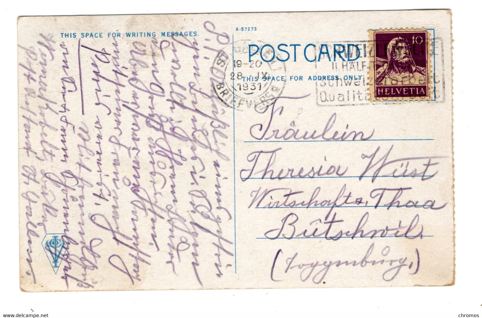 Postcard, Ogden, Utah, Twenty-fifth Street, With Swiss Stamp ! - Ogden