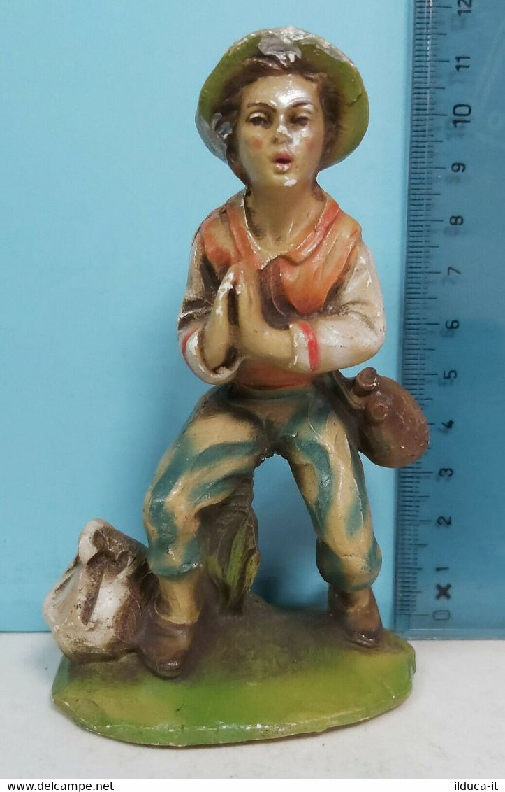 15655 Pastorello Presepe - Statuina In Pasta - Viandante Che Prega - Christmas Cribs