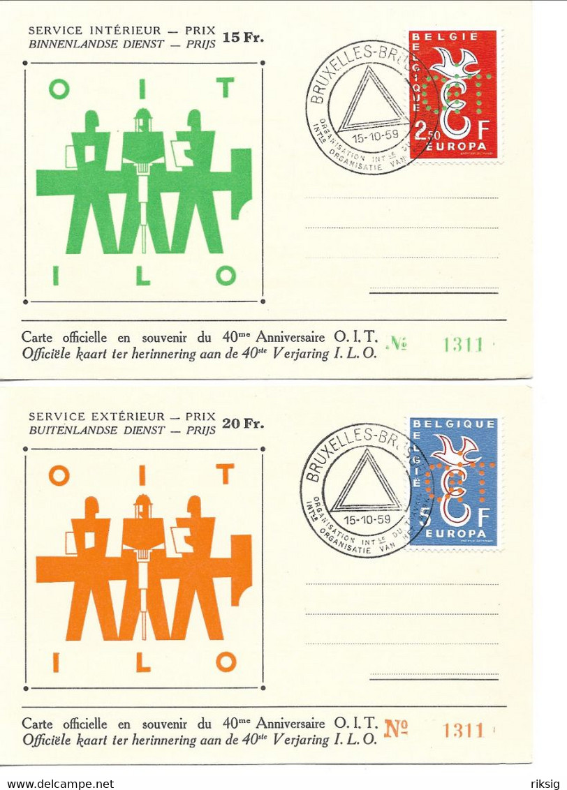 I.L.O -O.I.T. Officielle  Cards. Labour Unions 40 Th Anniversary. Belgium.  # 02811 - Labor Unions