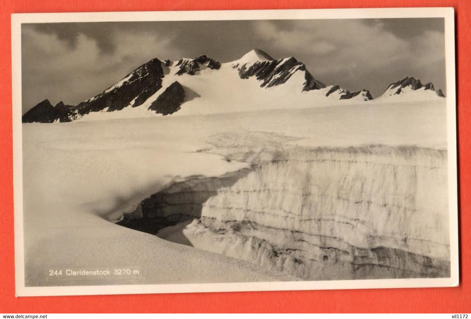 FN-26  Claridenstock. Gletscher.  Stempel Claridenhütte Sektion Bachtel SAC. Gelaufen Linthal 1942 Schönwetter 244 - Linthal