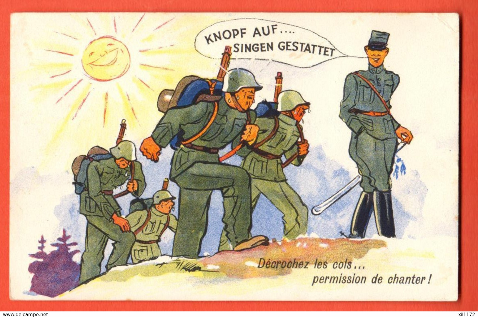 FN-38 Humour Militaire  Knopf Auf ... Singen Gestattet. Décrochez Les Cols, Permission De Chanter. Gelaufen 1940 - Roche