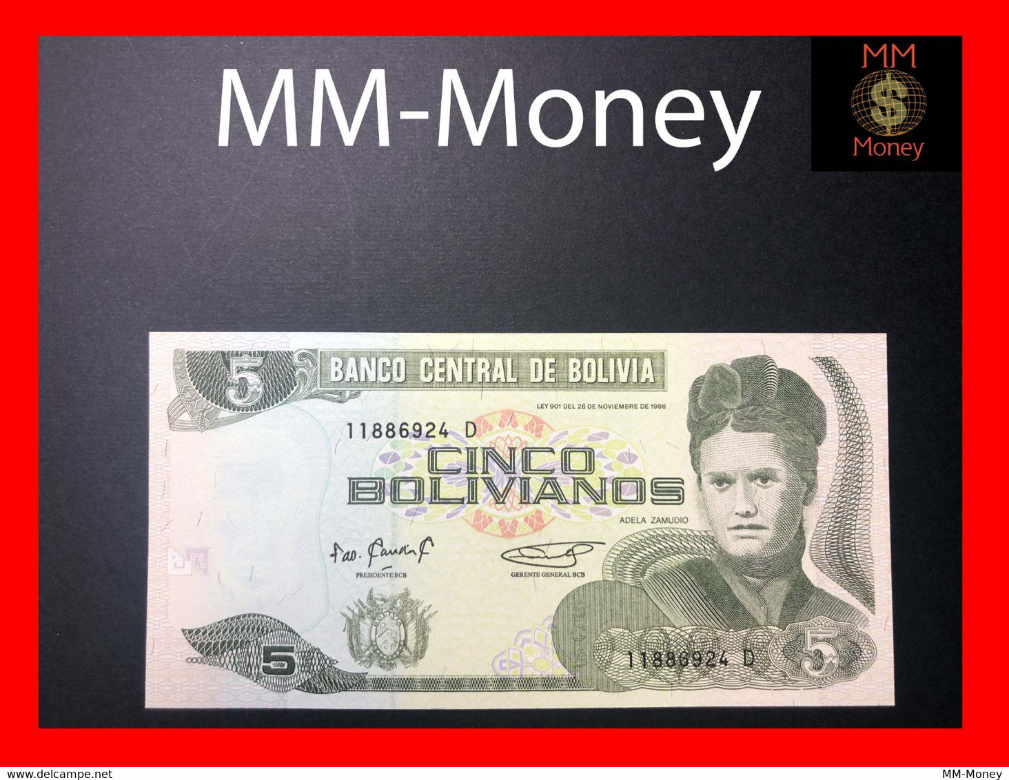 Bolivia  5 Bolivianos 1995  P. 217  "serie D"    UNC - Bolivie