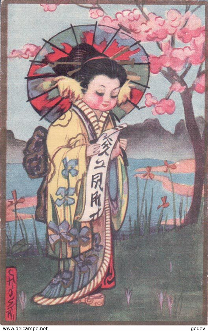 Chiostri Carlo Illustrateur, Japonaise Et Cerisier En Fleurs (184) - Chiostri, Carlo