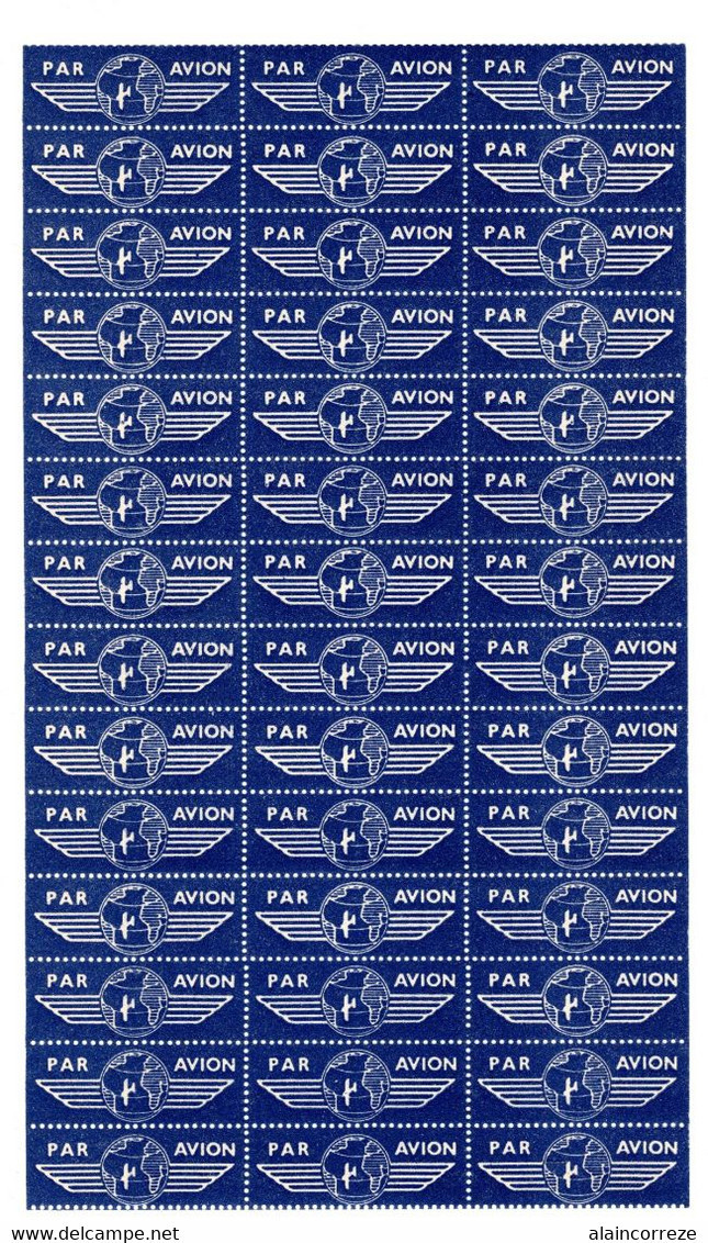 Document Interne La Poste Etiquette PAR AVION. Planche Complète De 42 étiquettes - Documents Of Postal Services