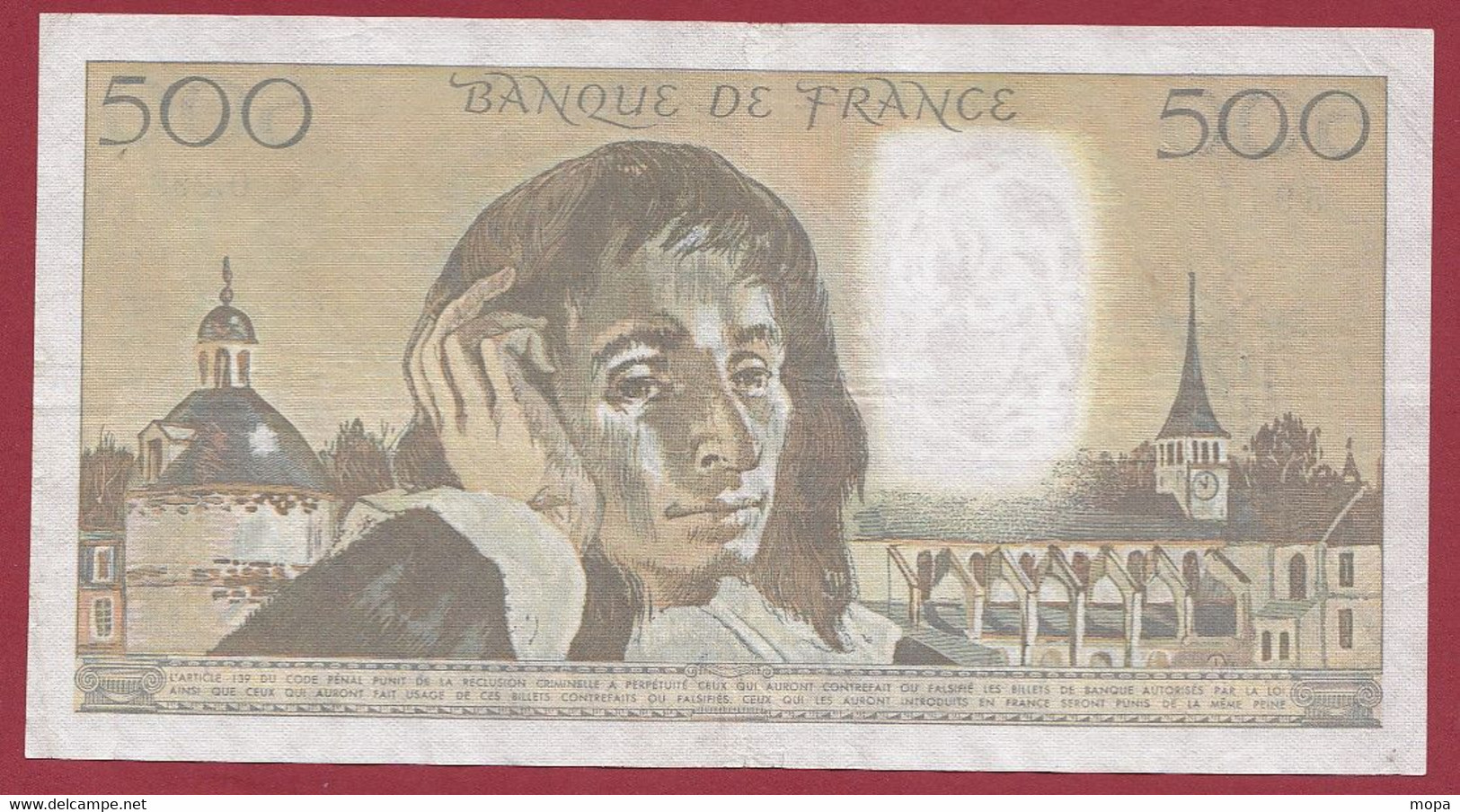 France 500 Francs "Pascal" Du 02/03/1989.D--ALPH.O.299 -- .dans L 'état (P.191) - 500 F 1968-1993 ''Pascal''