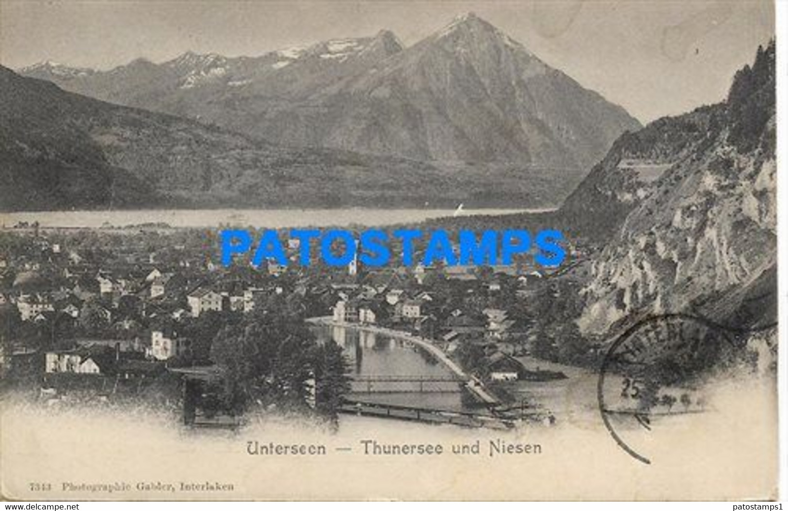 169581 SWITZERLAND UNTERSEEN LAKE THUNE AND NIESEN CIRCULATED TO FRANCE POSTAL POSTCARD - Unterseen