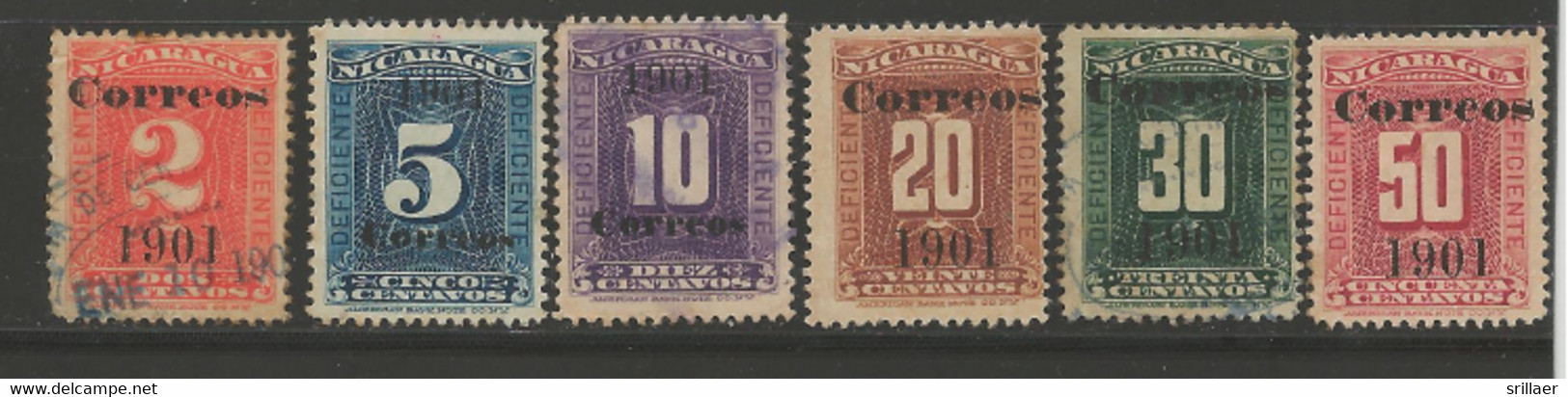 Nicaragua Sobrecargos 1901 - Y&T 156 à 161 - Nicaragua