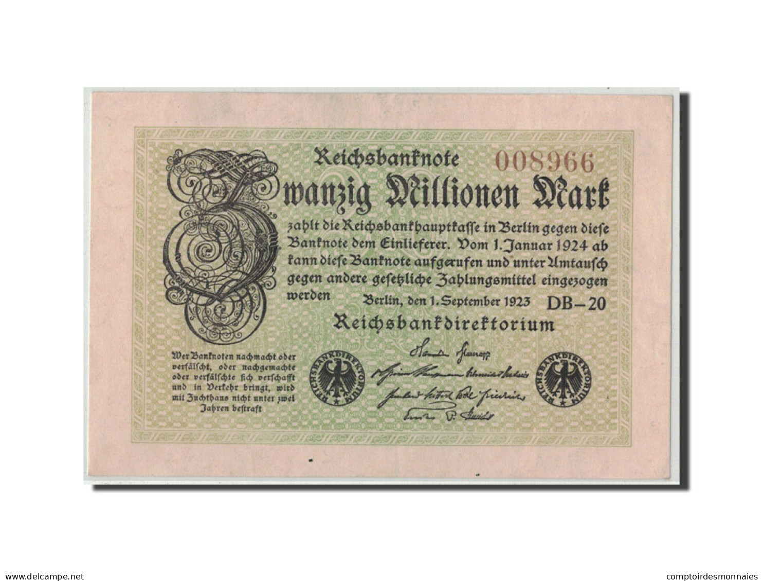 Billet, Allemagne, 20 Millionen Mark, 1923, 1923-09-01, KM:108a, SPL - 20 Mio. Mark