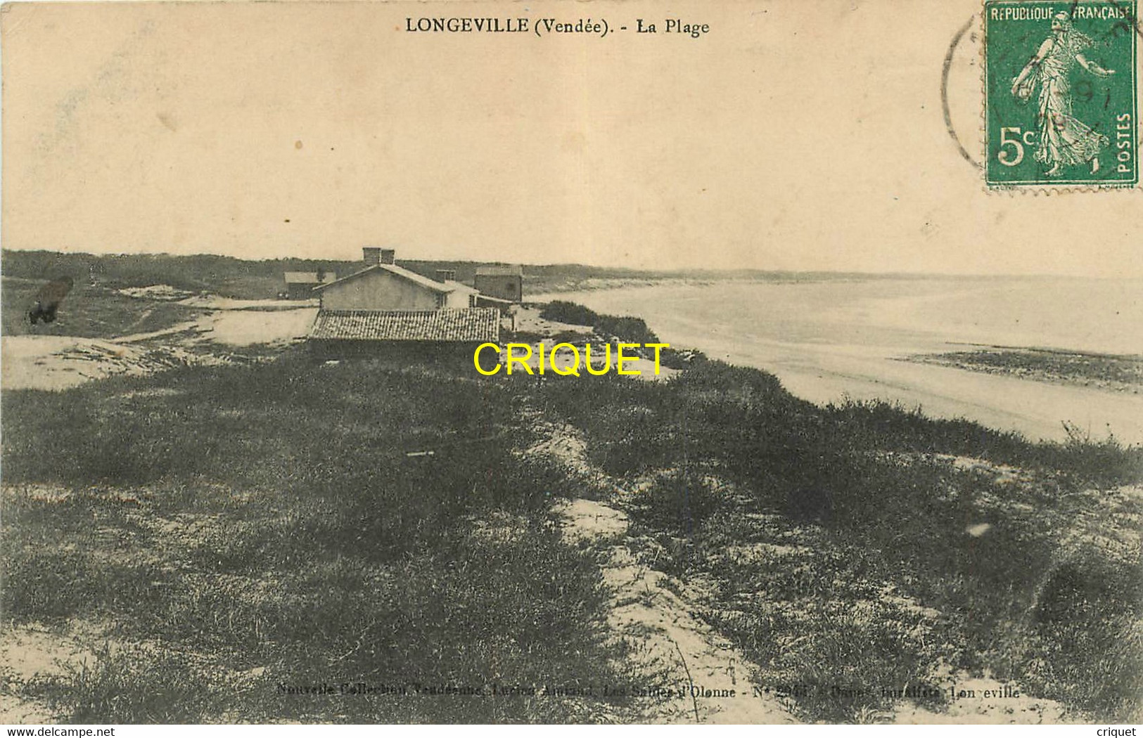 85 Longeville, La Plage N° 2, Villa Dans Les Dunes Au 1er Plan, Affranchie 1909, éd Amiaud 2944 - Sonstige & Ohne Zuordnung