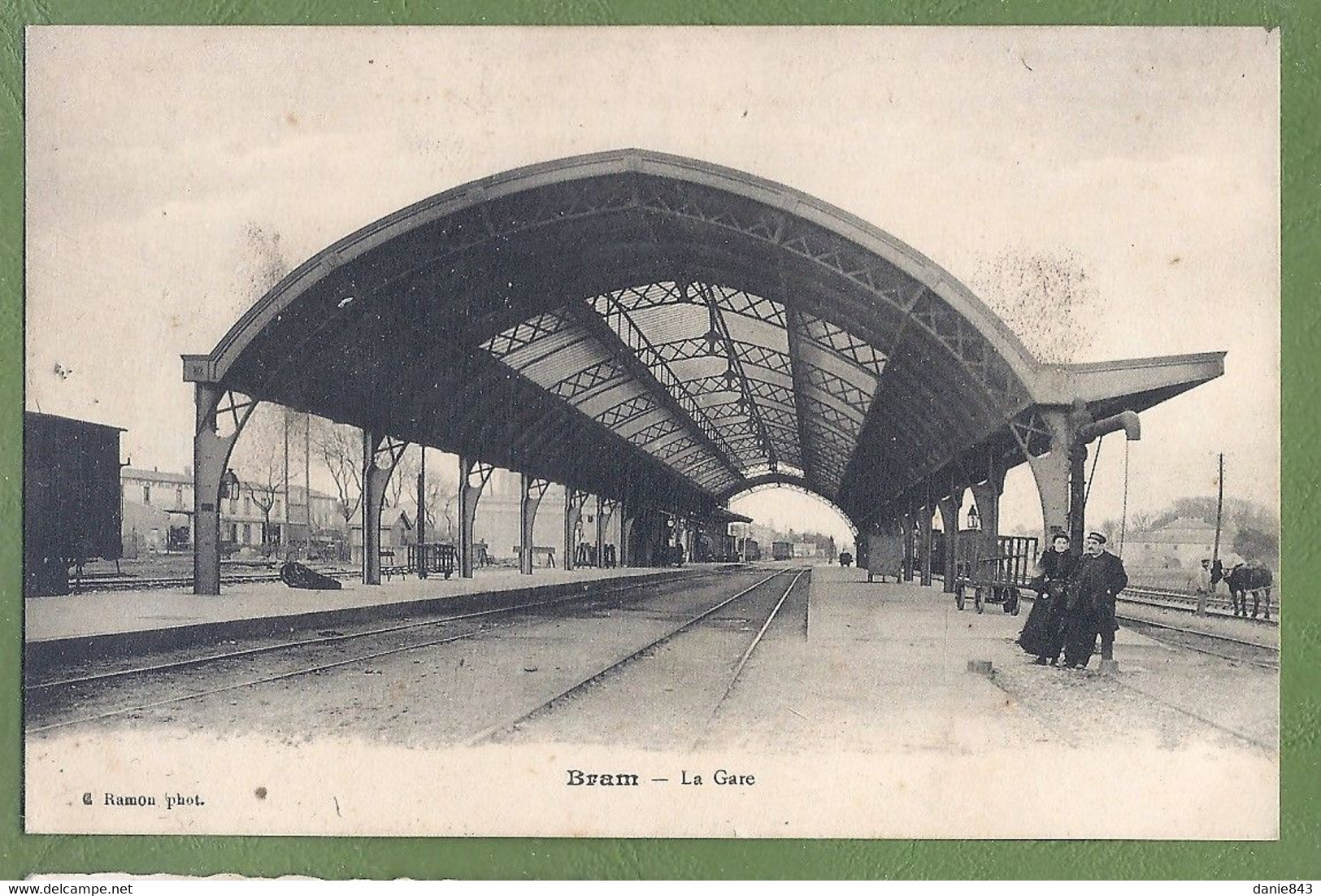 CPA - AUDE - BRAM - LA GARE - Petite Animation Sur Les Quais - G. Ramon Photographe - Bram