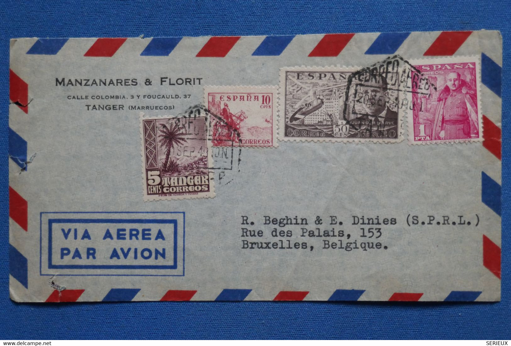 AA9 MAROC  ESPANA BELLE LETTRE   1964 TANGER   POUR BRUSSELS BELGICA  + AFFRANCH. INTERESSANT - Maroc Espagnol