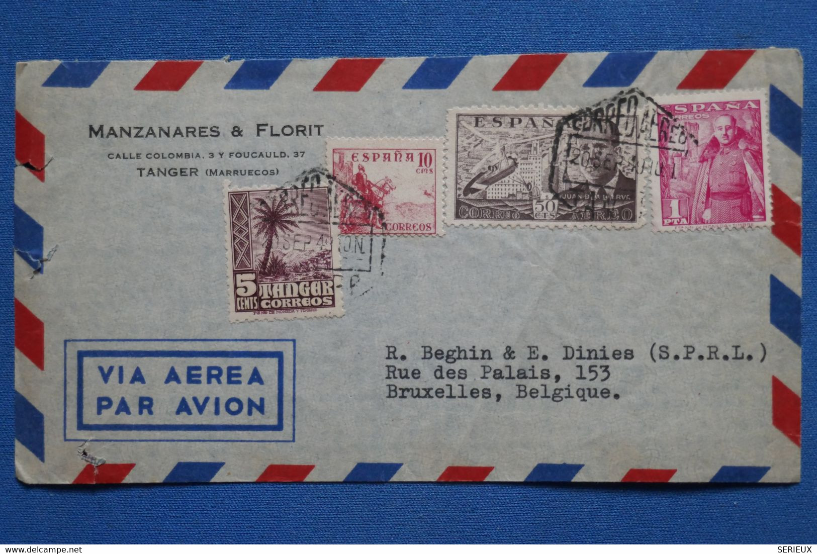 AA9 MAROC  ESPANA BELLE LETTRE   1964 TANGER   POUR BRUSSELS BELGICA  + AFFRANCH. INTERESSANT - Spanish Morocco