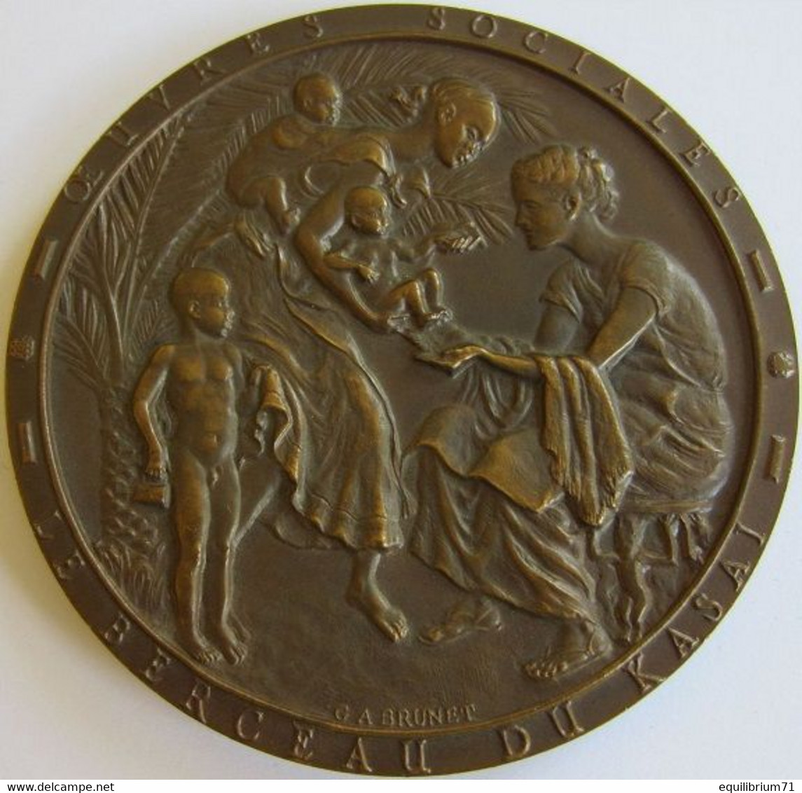 Médaille De Table En Bronze - Soc Internationale Forestière & Minière Du Congo 1906-1956 - Kasaï - Signé Brunet - 231 Gr - Autres & Non Classés