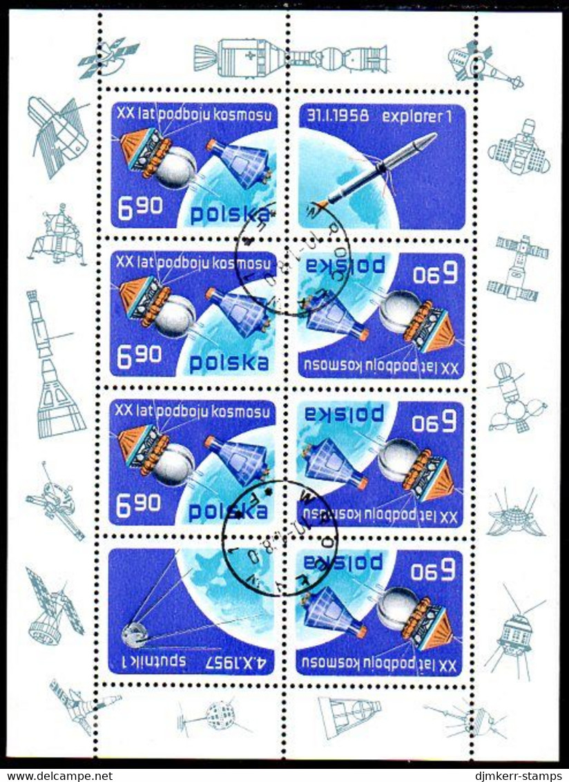 POLAND 1977 Space Exploration Sheetlet Used.  Michel 2539 Kb - Gebruikt