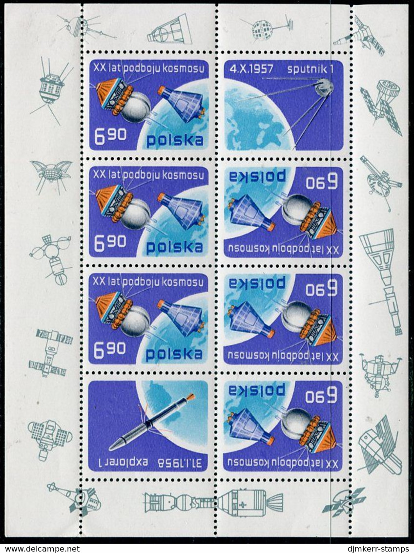 POLAND 1977 Space Exploration Sheetlet MNH / **.  Michel 2539 Kb - Blokken & Velletjes